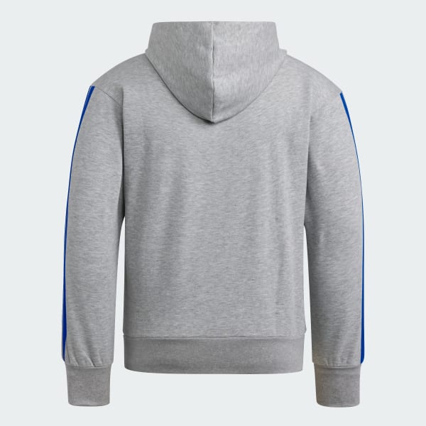 Grey Kansas Jayhawks Essentials 3-Stripes Hoodie