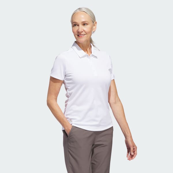 White Women's Solid Performance Short Sleeve Polo Shirt