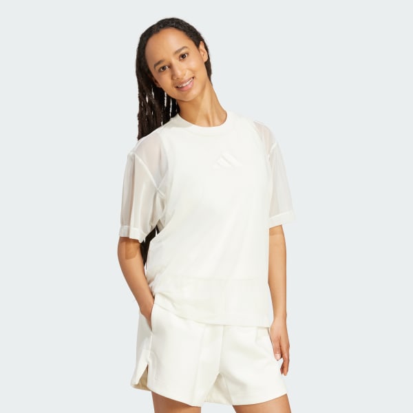 White Soft Lux Mesh Tee