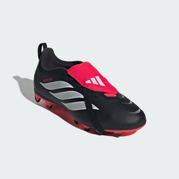 Black Predator Club Fold-Over Tongue Elastic Laces Firm Ground/Multi Ground Football Boots Kids