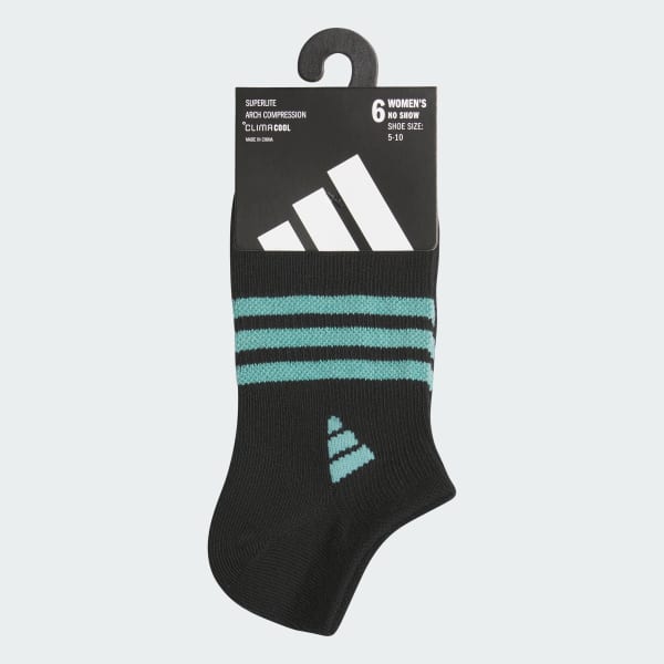 Black Superlite 3.0 6-Pack No-Show Socks