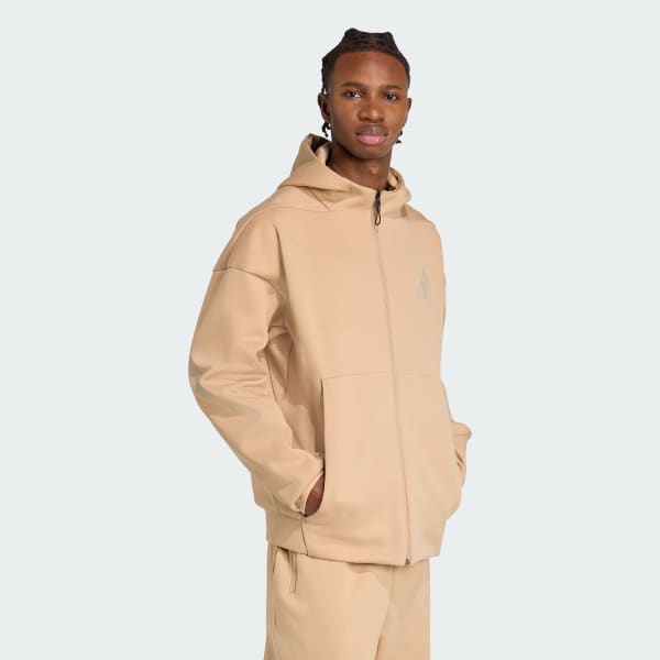 Brown Z.N.E. Full-Zip Hooded Track Jacket