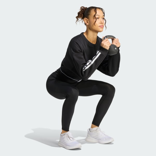 Black Hyperglam 3-Stripes Cropped Crewneck Sweatshirt
