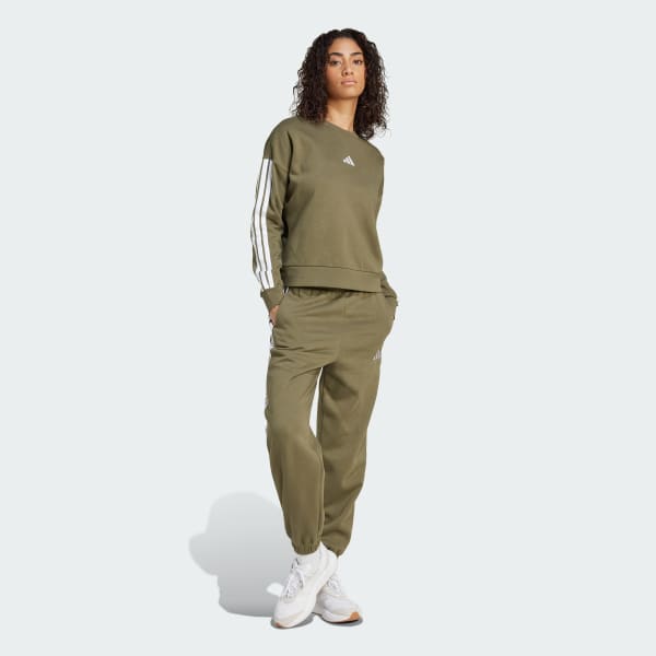 Green Essentials 3-Stripes Fleece Sweatshirt