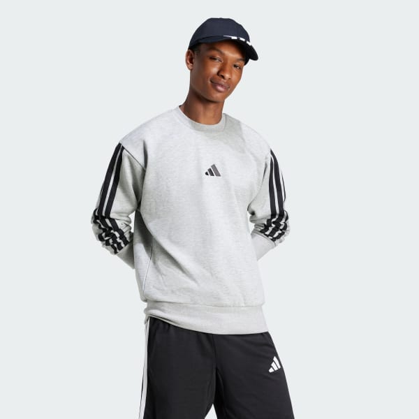 Grey Essentials 3-Stripes Fleece Sweatshirt