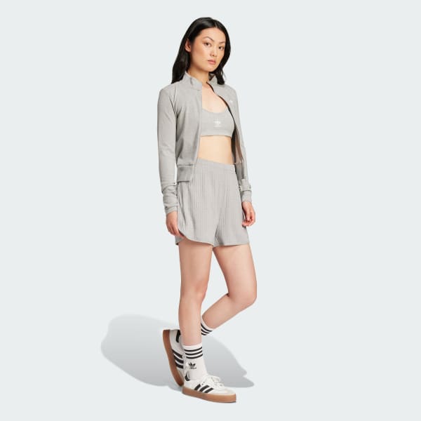 Grey Essentials Ribbed Full-Zip Track Top