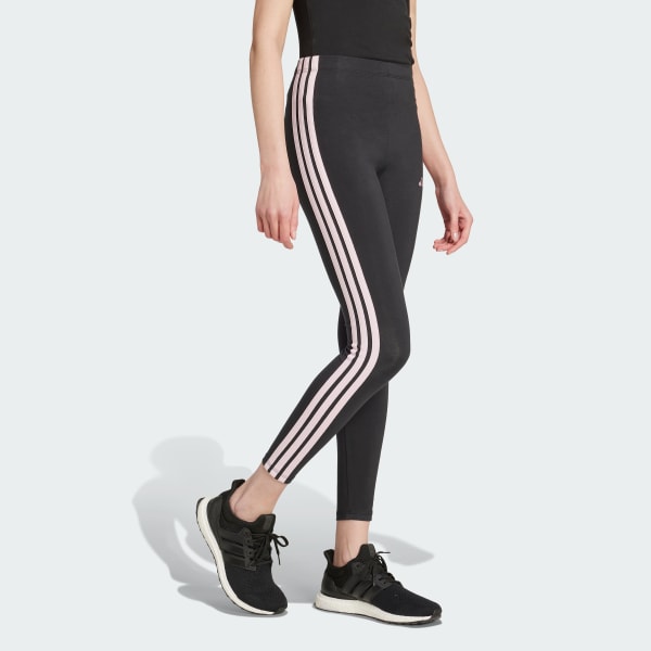 Black Essentials 3-Stripes Cotton Leggings
