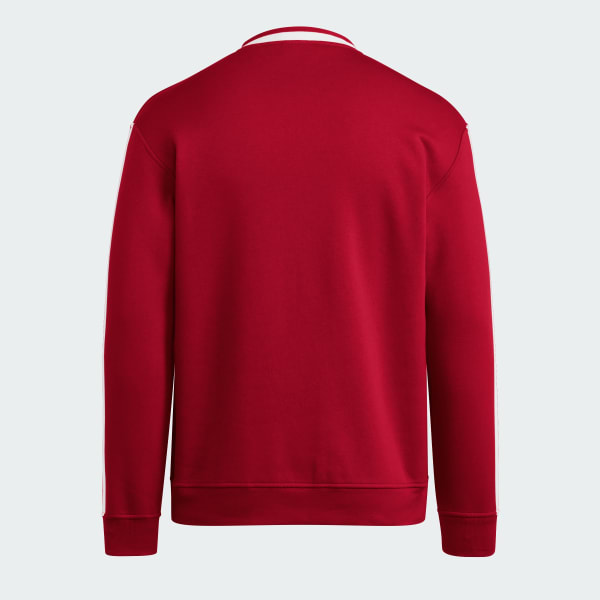 Red Indiana Hoosiers 3-Stripes Fleece Jersey Crew