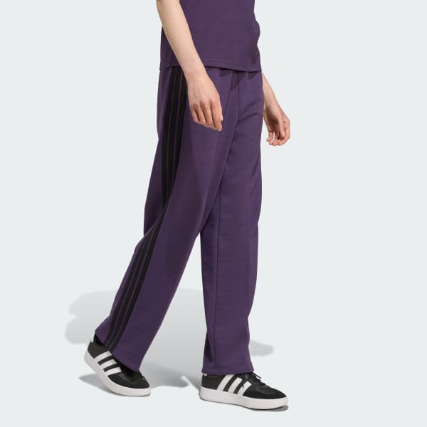 Purple Essentials 3-Stripes Open-Hem Fleece Pants