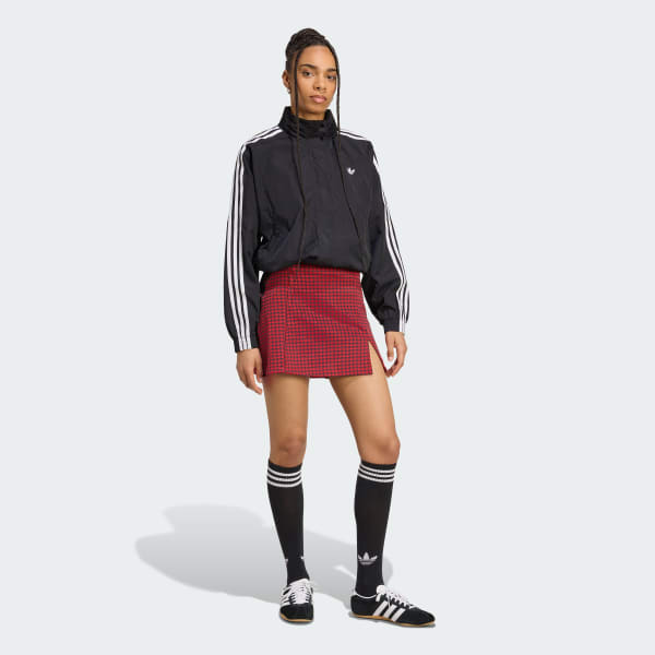 Red Houndstooth Tailored Skirt