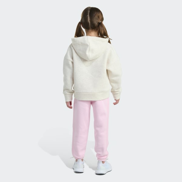 White 2-Piece Long Sleeve Hooded Heather Pullover & Jogger Set