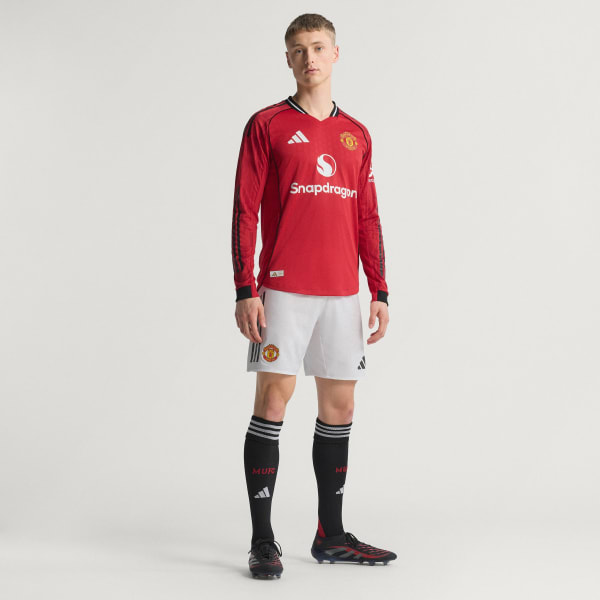 Red Manchester United 25/26 Long Sleeve Home Authentic Jersey