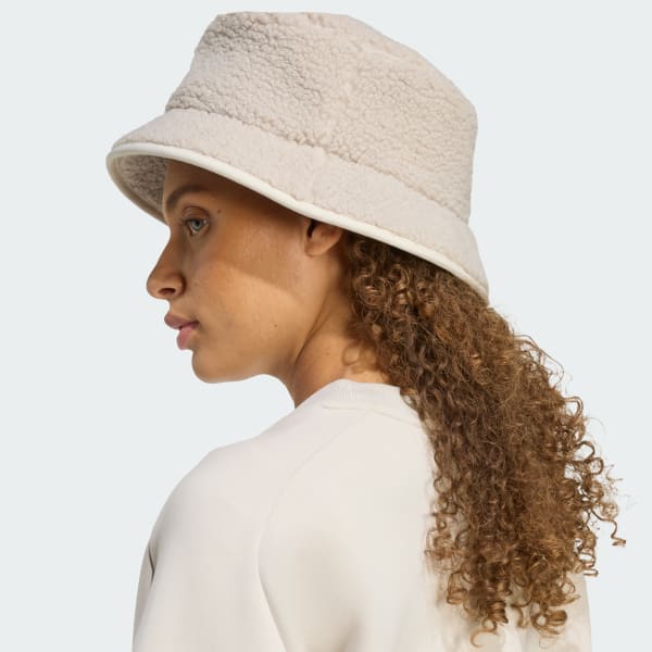 Beige Winterized Teddy Fleece Bucket Hat