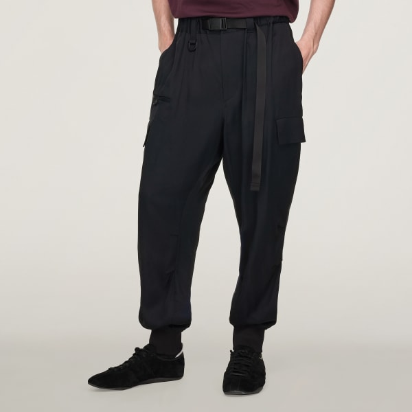 Black Y-3 Rayon Twill Cuffed Pants