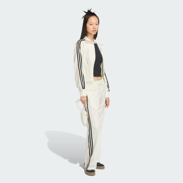 White SMOCKED FIREBIRD TRACK TOP