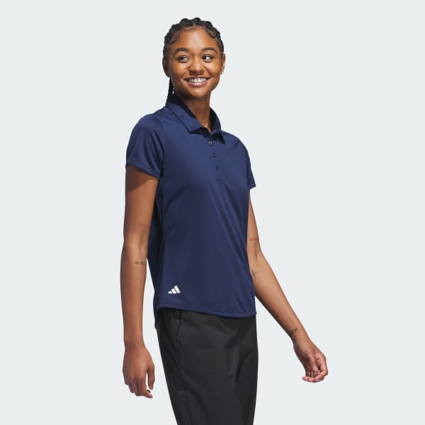 Blue Women's Solid Performance Short Sleeve Polo Shirt