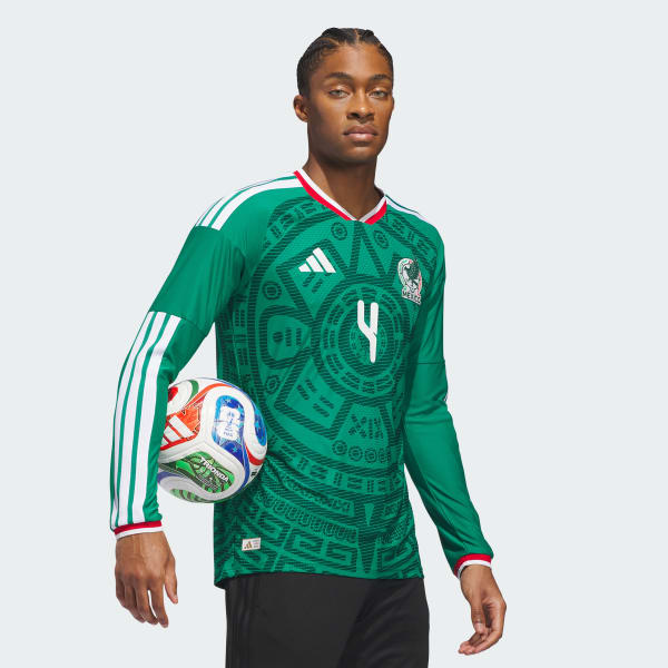 Green Mexico 26 Home Alvarez Authentic Long Sleeve Jersey