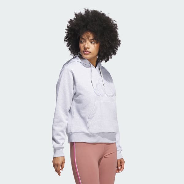 Grey Seasonal Essentials Ruffled Big Logo Graphic Hoodie