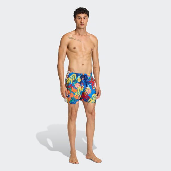 Blue MEXICANA FLORALS 3 STRIPES SWIM SHORTS 5 INCH