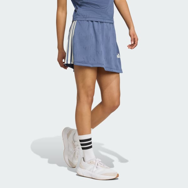 Blue Stadium 3-Stripes Tennis Inspired Jacquard Skirt With Short