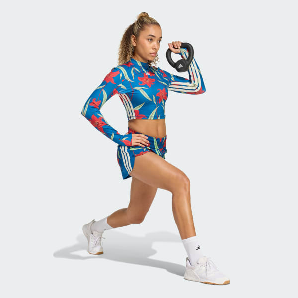 Blue ADIDAS x FARM RIO TRAINING LONG SLEEVE T-Shirt