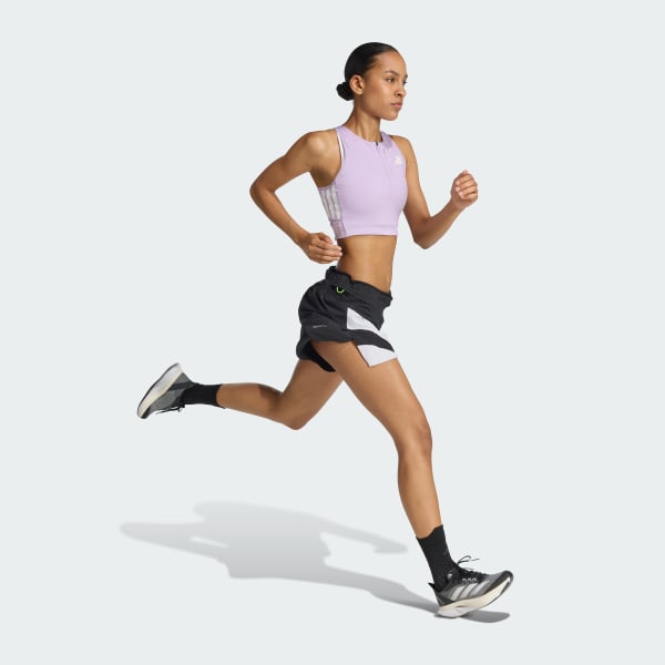 Purple Adizero Running Gel Pocket Crop Top