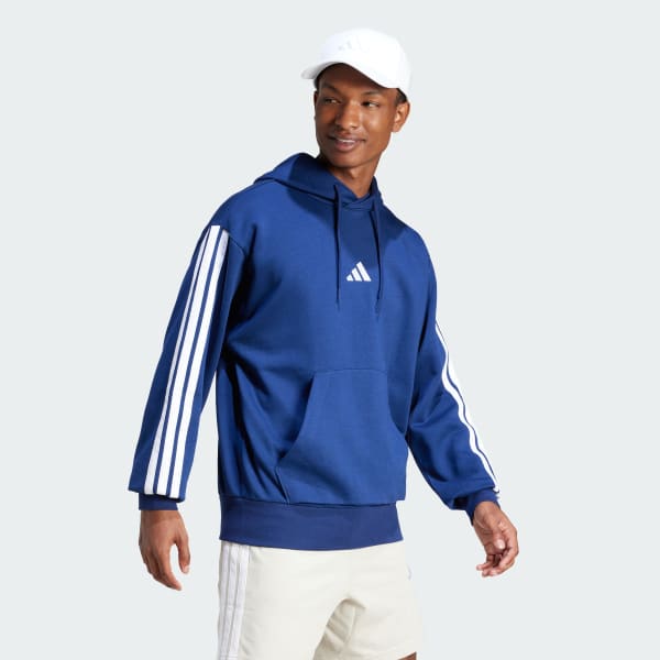 Blue Essentials 3-Stripes Fleece Hoodie