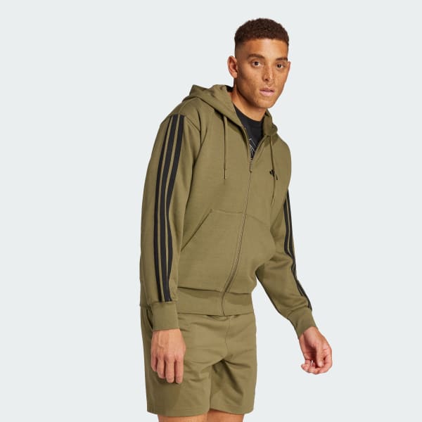 Green Essentials 3-Stripes Fleece Hoodie
