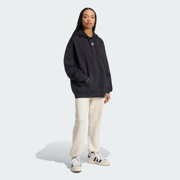 Black Essentials Oversized Fleece Hoodie
