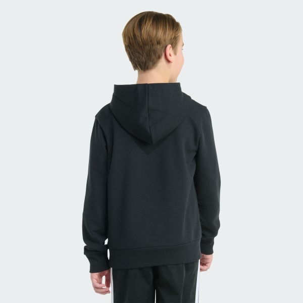 Black Long Sleeve Essential Big Logo Fleece Pullover Hoodie