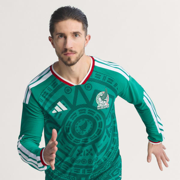 Green Mexico 26 Home Authentic Long Sleeve Jersey