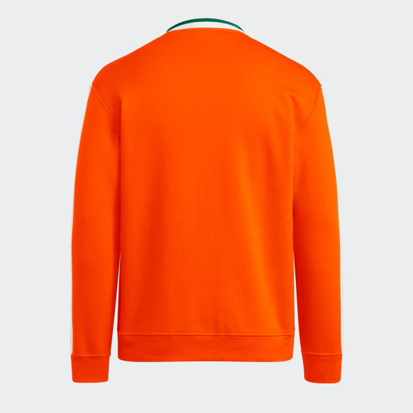Orange Miami Hurricanes 3-Stripes Fleece Jersey Crew