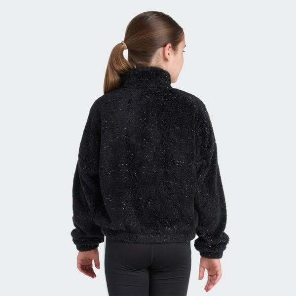 Black Mock Neck Sherpa Sweatshirt