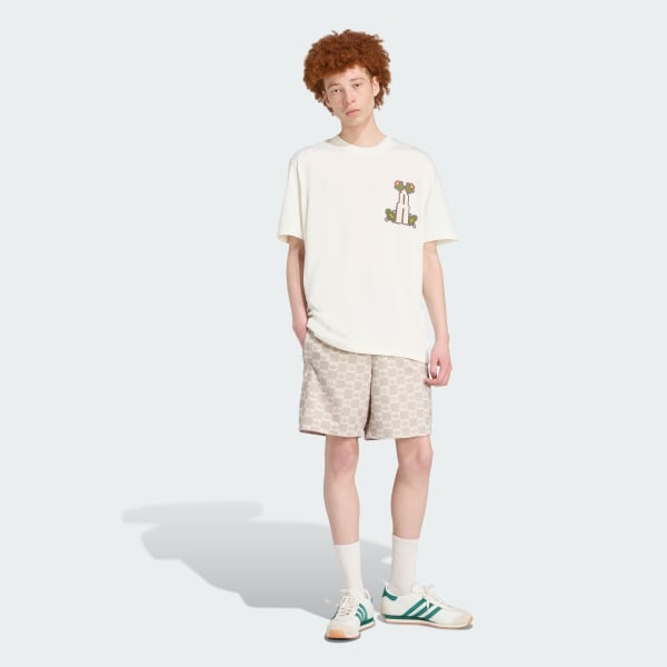 Beige Monogram Regular Mesh Shorts
