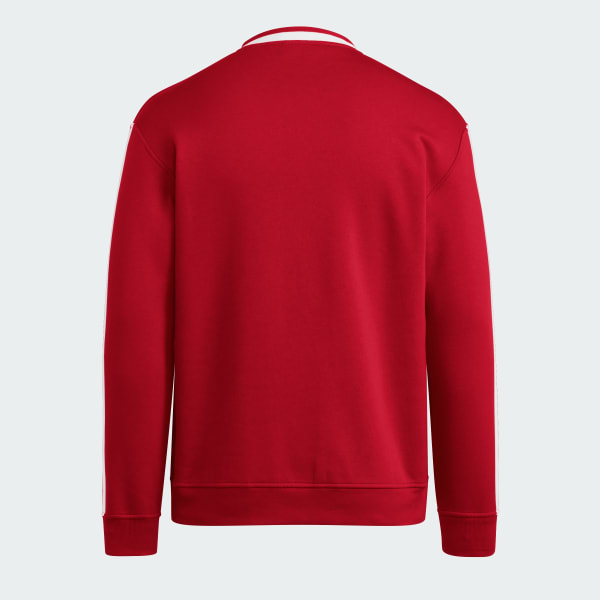 Red Nebraska Cornhuskers 3-Stripes Fleece Jersey Crew