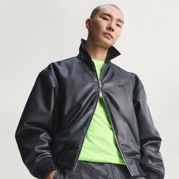 Black PREMIUM ESSENTIALS PLEATHER BOMBER JACKET