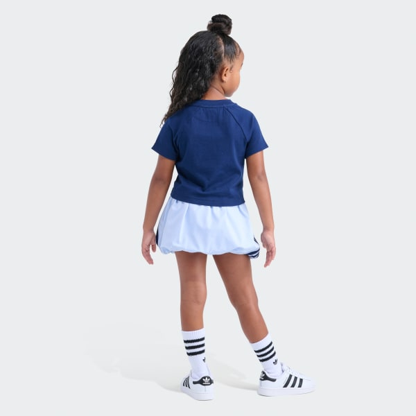 Blue RAGLAN TEE BUBBLE SKORT SET