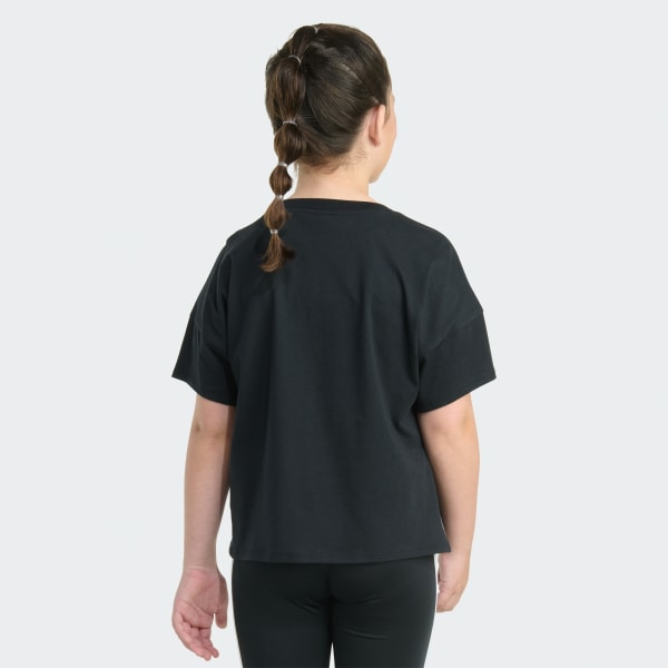 Black Short Sleeve Drop Shoulder Graphic Tee