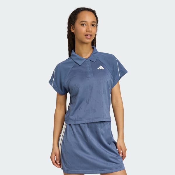 Blue Stadium 3-Stripes Tennis Inspired Jacquard Polo Tee