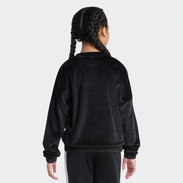 Black Velour Crew Neck Sweatshirt