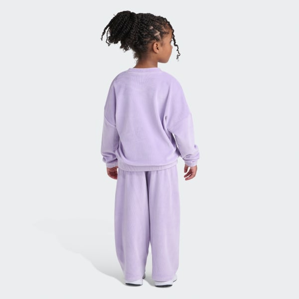 Purple Velour Crew Neck & Sweatpants Kids