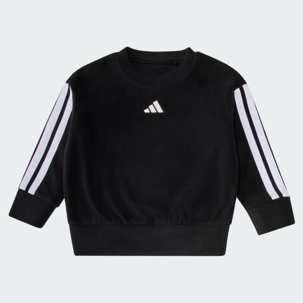 Black Winterized 2-Piece Long Sleeve Fleece Pullover & Jogger Set