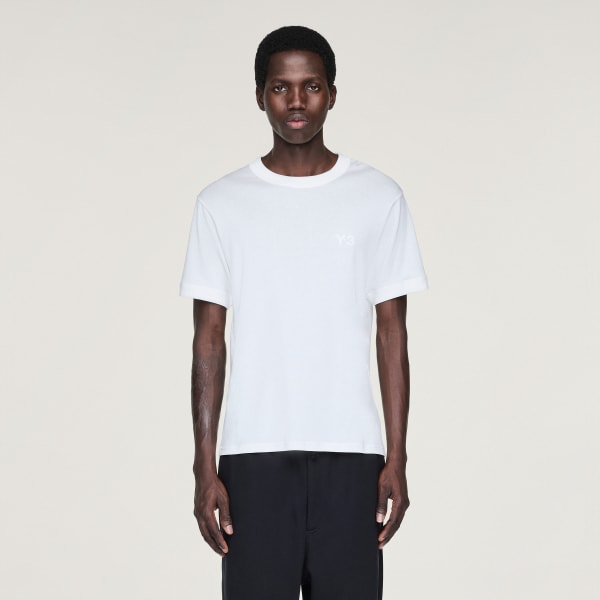 White Y-3 Slim Short Sleeve Tee