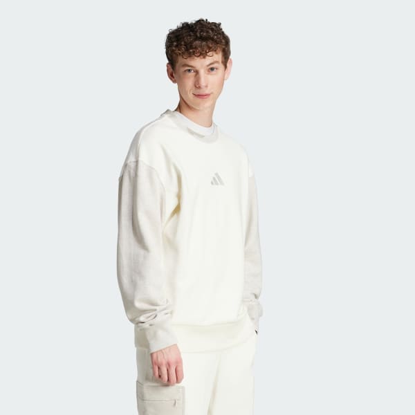 White All SZN French Terry Colorblock Crew Sweatshirt