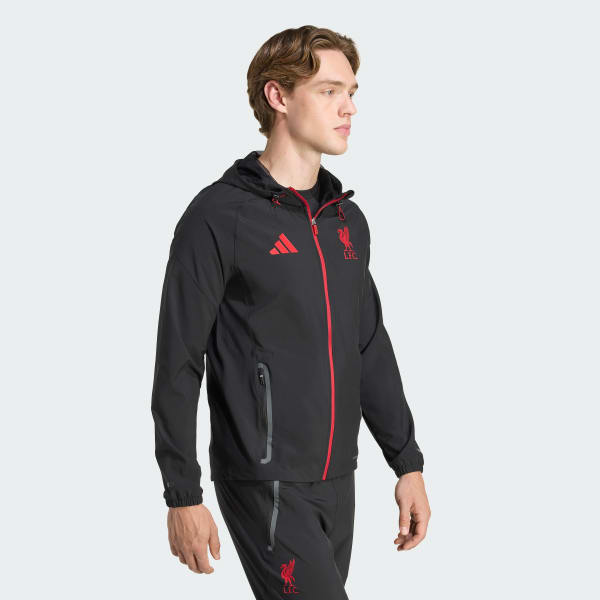 Black Liverpool FC Tiro 25 Competition Vis Tech Travel Jacket