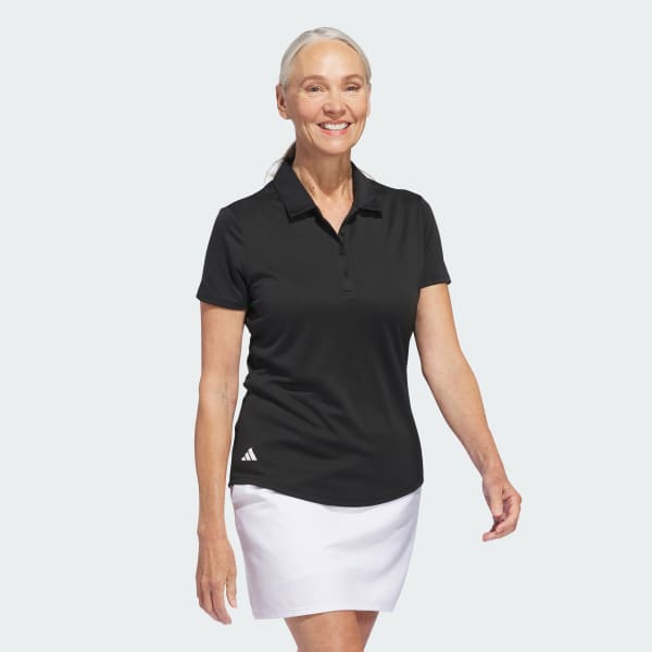 Black Women's Solid Performance Short Sleeve Polo Shirt