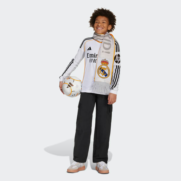 White Real Madrid 25/26 Long Sleeve Home Jersey Kids