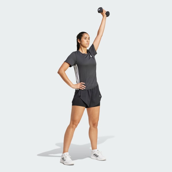 Black Train Essentials 3-Stripes Workout Tee