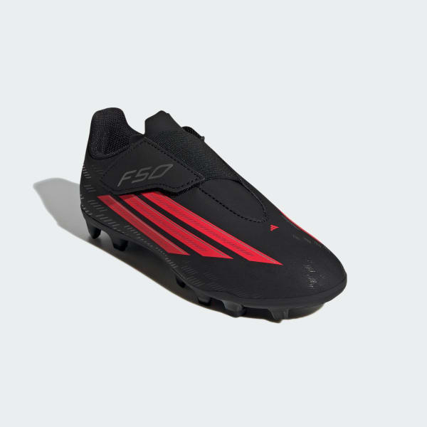 Black F50 CLUB Velcro Firm Ground / Multi Ground Soccer Boots Kids