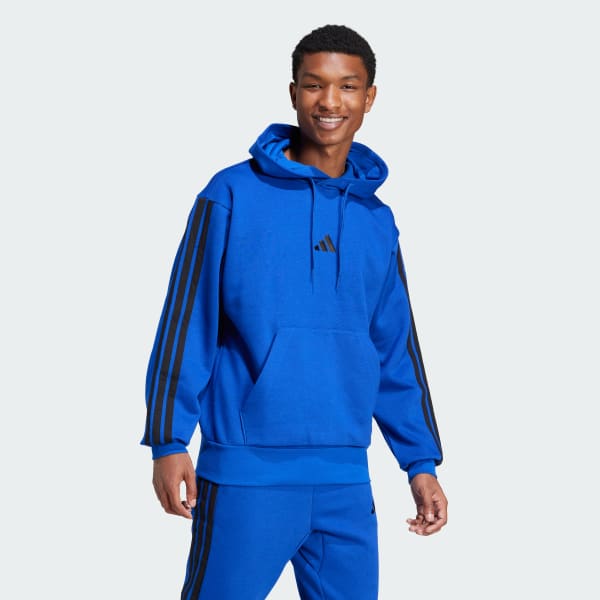 Blue Essentials 3-Stripes Fleece Hoodie